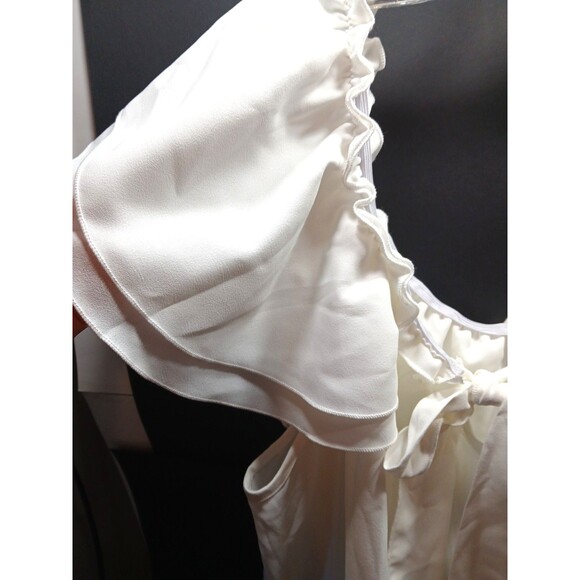 Skue Curve Womens 3XL Ruffle Off/On shoulder Bow Tie Front Creamy White Blouse - Picture 3 of 6